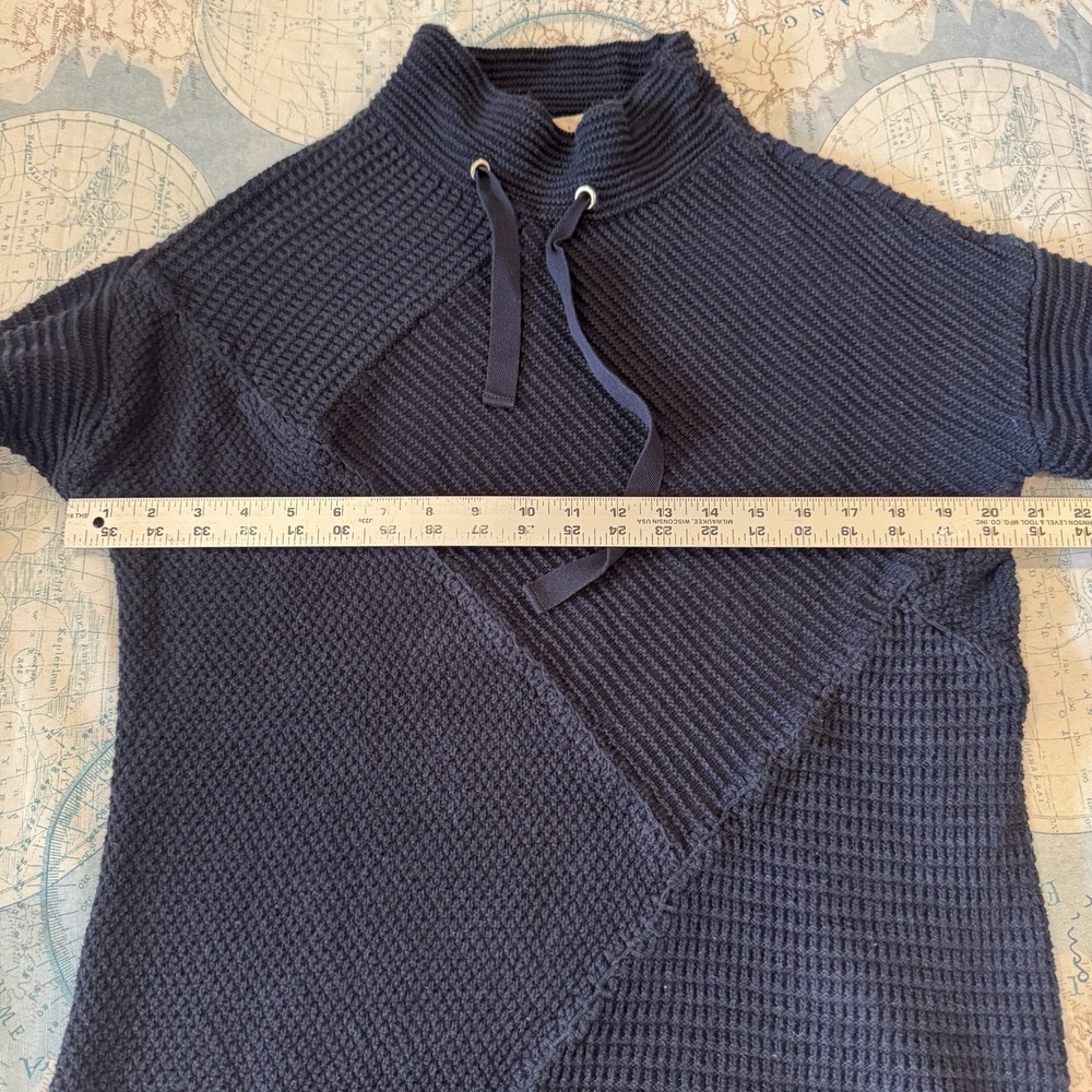 Soft Surroundings Sweater Navy Blue Knit Mock Neck Asymmetrical Patchwork M Edgy - Picture 3 of 15